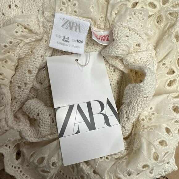 Zara Kids Girl Eyelet Knit Romper Cream Size 3 - 4 NEW NWT - Picture 5 of 6